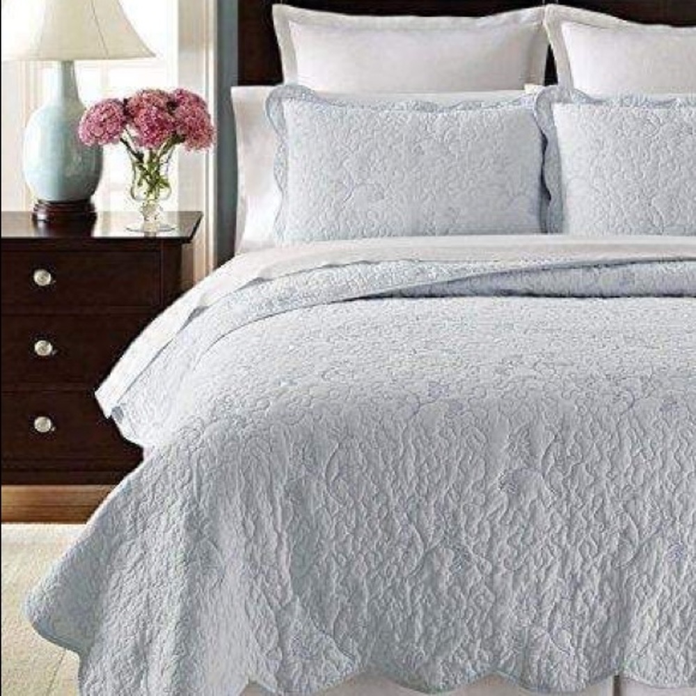 Martha Stewart, Matalasse Coverlet Set, Soft Blue